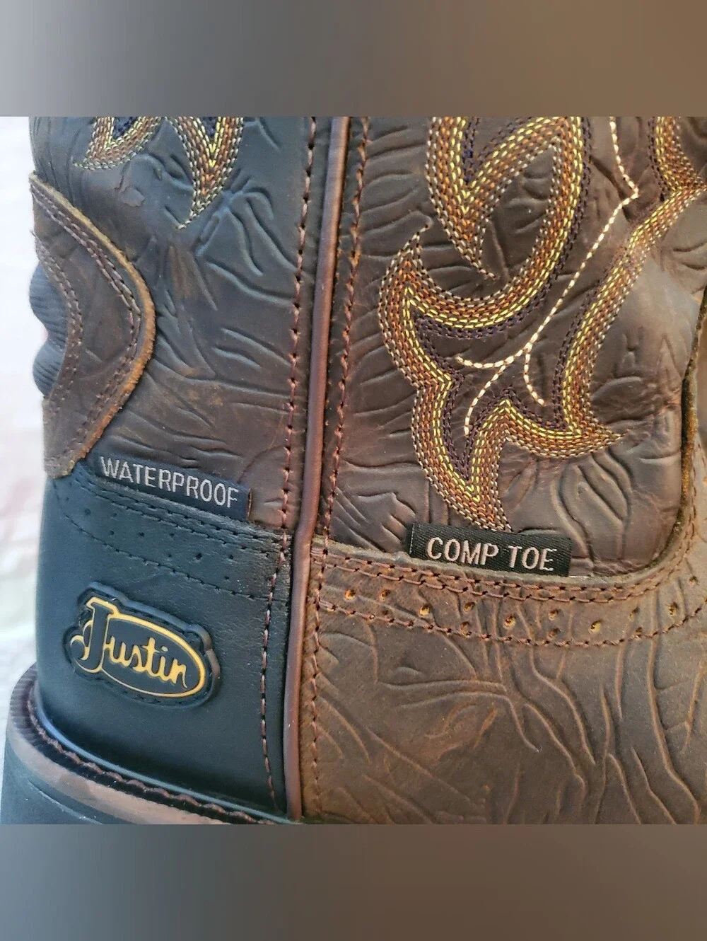 Justin Joist Aged Brown Water Buffalo Men's Size 11D NIB